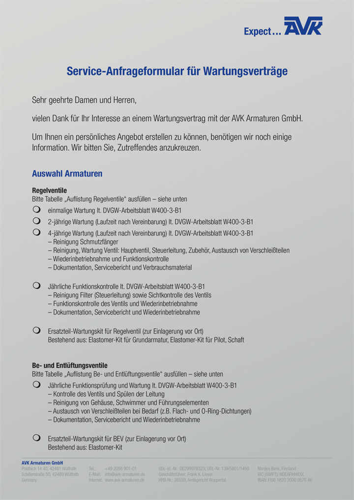 Vorschaubild Formular Kundendienst