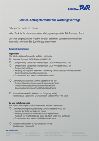 Vorschaubild Formular Kundendienst