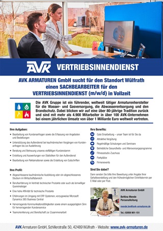 Vorschau Stellenausschreibung Vertriebsinnendienst