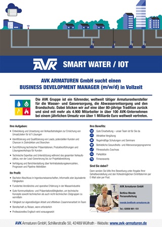 Vorschau Stellenausschreibung Business Development Manager Smart Water
